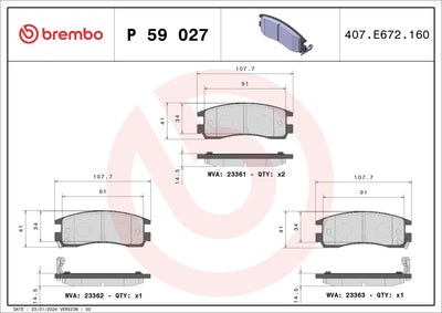 Brembo P59027 Brake Pad Rear Low-Met Chevrolet — Brake Pads