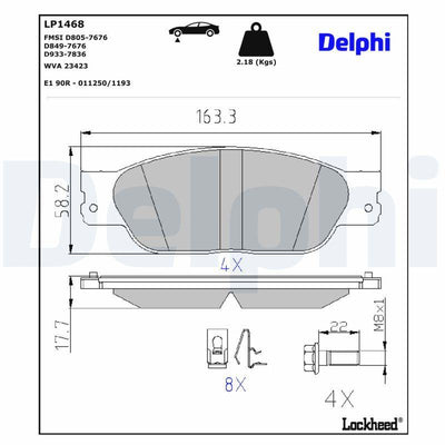 Delphi LP1468 Brake Pad Front S-Type II (X200)-Xj (X350/X358) 2.7-4.0 98-09 — Brake Pads