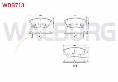 WALBURG WDB713 Brake Pad with Wear Indicator Front Ssangyong Tivoli 1.6 2015 — Brake Pads