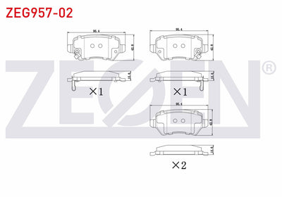 Zegen ZEG957-02 Brake Pad Rear with Wear Indicator Opel Astra H 1.3 CDTi 2004-2010 / Astra H 1.6i 2004-2010 / As — Brake Pads