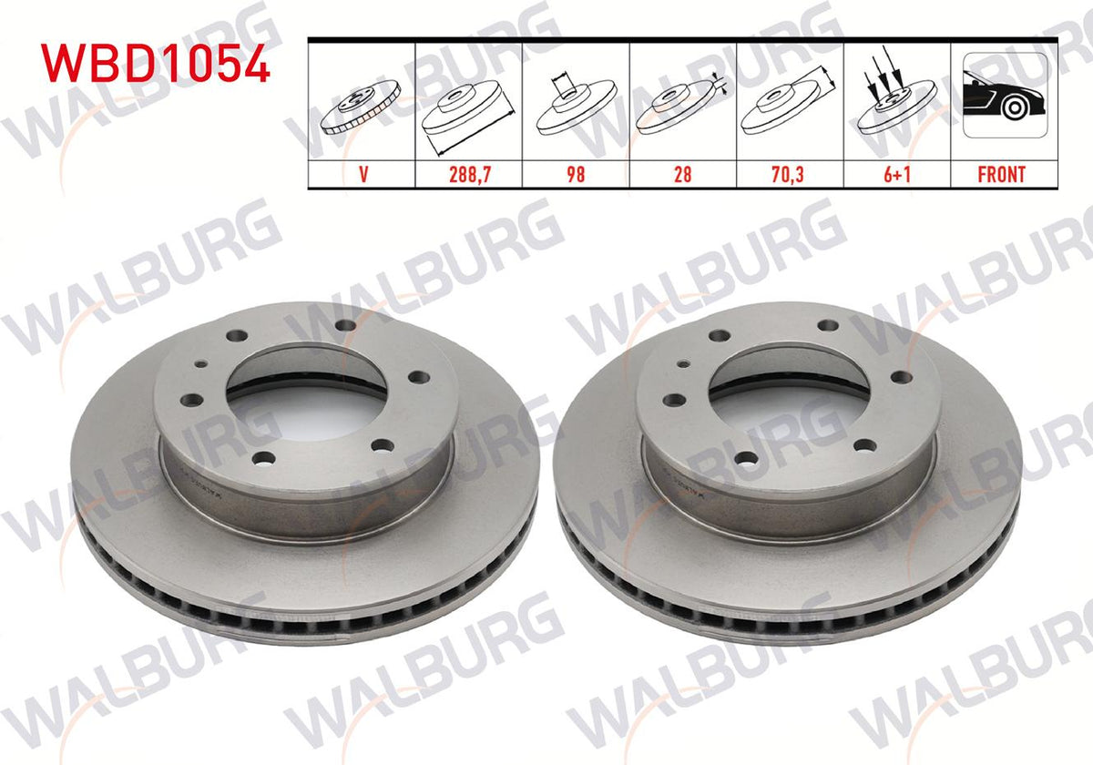 WALBURG WBD1054 Brake Disc Front Air 6 Bjn 288,7X28x98x70 — Brake Rotors & Drums