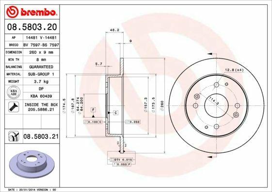 BREMBO 08.5803.21 Rear Brake Disc - 2 Sets for Honda Accord 98-02 — Brake Rotors & Drums