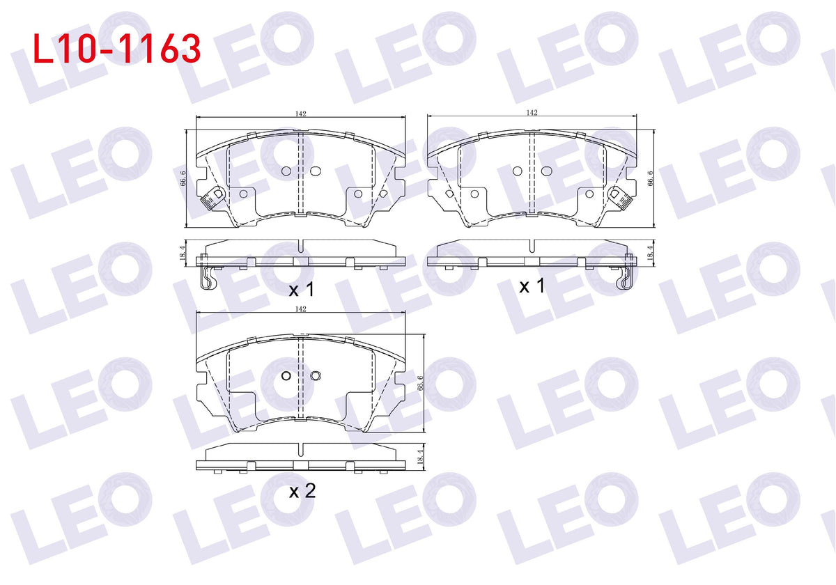 LEO L10-1163 Brake Pad Front with Wear Indicator Opel Insignia 2.0 CDTi 17 Rim 2008-/ Astra J 1.6 CDTi 2009-2016 / Astra J 1.4 T 2009-2016 / Insignia 1.6 2008-/ 1.6 CDTi 2008-/ Zafira C 1.6 CDTi 2014-/ 2