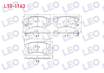 LEO L10-1163 Brake Pad Front with Wear Indicator Opel Insignia 2.0 CDTi 17 Rim 2008-/ Astra J 1.6 CDTi 2009-2016 / Astra J 1.4 T 2009-2016 / Insignia 1.6 2008-/ 1.6 CDTi 2008-/ Zafira C 1.6 CDTi 2014-/ 2