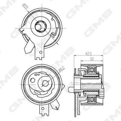 GMB GTB1450 Camshaft Tensioner Bearing Clio IV / Logan II / Sandero II / Dokker / Lodgy / Kango 1.5 dCi 12