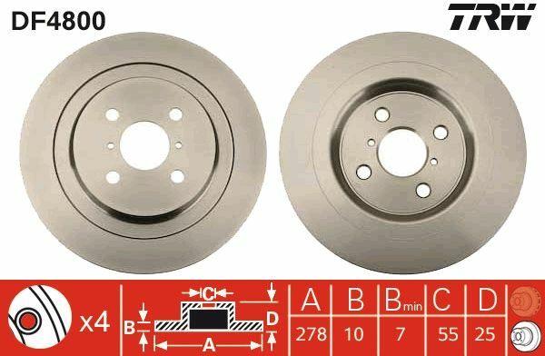 TRW DF4800 Disc Arrear for 2006 Yaris - Quality Brake Disc — Brake Rotors & Drums