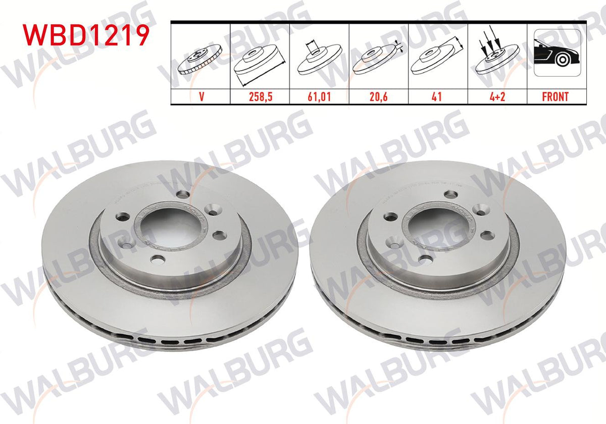 WALBURG WBD1219 Brake Disc Front Air 4 Bjn 259X20,7X61 — Brake Rotors & Drums