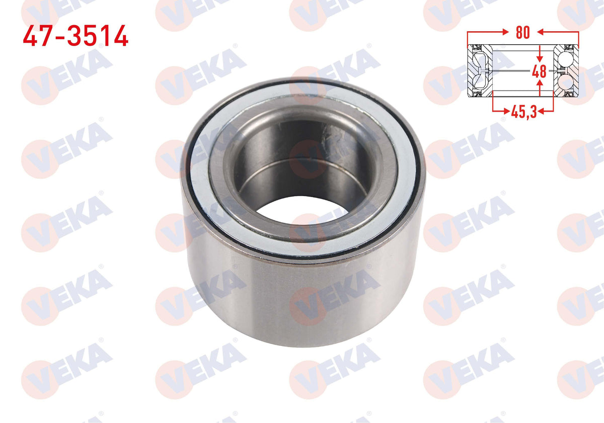 Veka 47-3514 Rear Wheel Bearing Left-Right 45.3X80x48 Renault Master II 2.2 dCi-2.5 dCi-2.8 DTi 1998-2010 / — Wheel Bearings