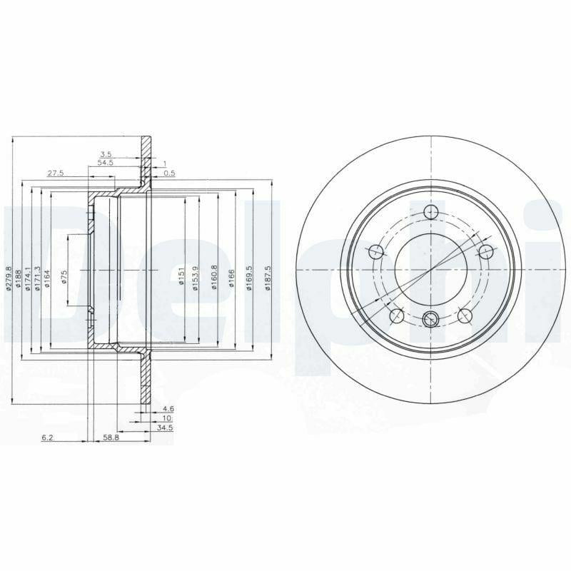 Delphi BG3948C - Rear Brake Disc for BMW Series 1 E81 E87 — Brake Rotors & Drums