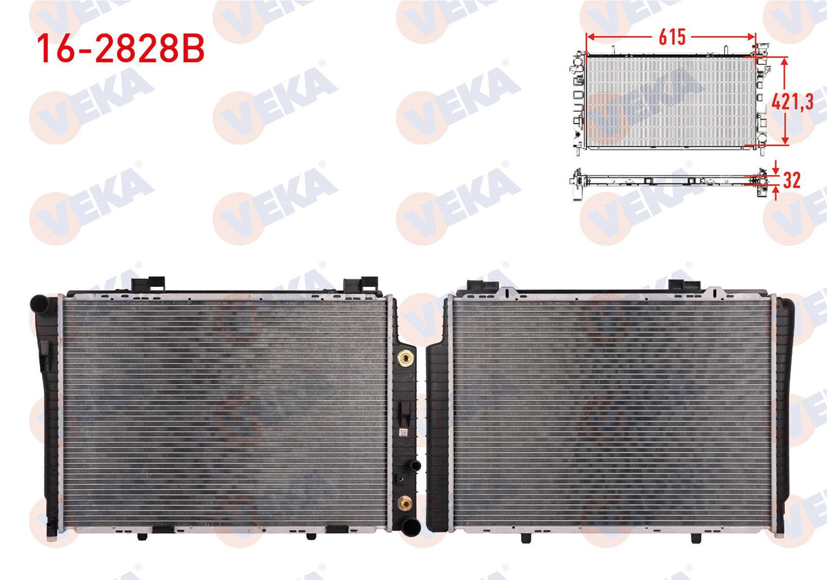 Veka 16-2828B Su Radiator Brazing Mercedes C Class (W202) C 180 A-T Ac + 1993-2000 — Radiators & Fans