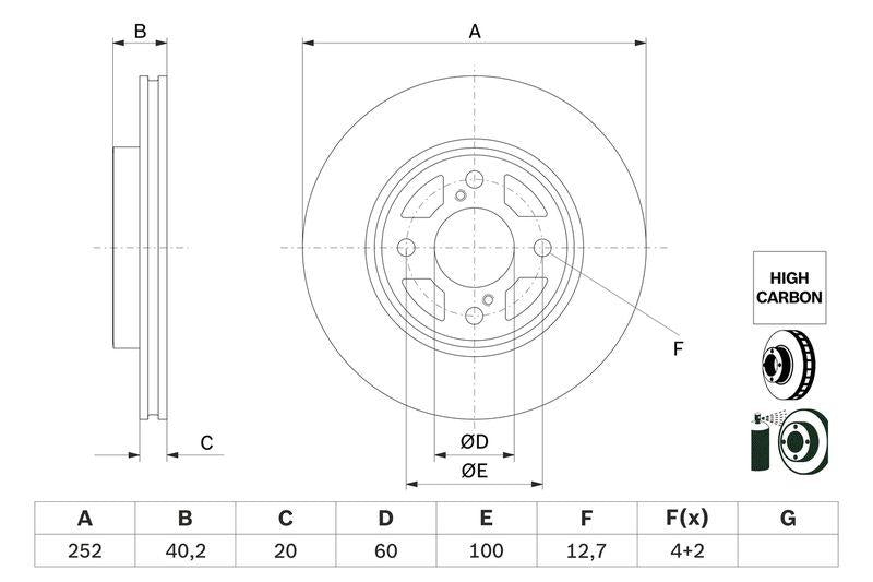 Bosch 0986479F37 Swift / Baleno Front Brake Disc 16-17 — Brake Rotors & Drums