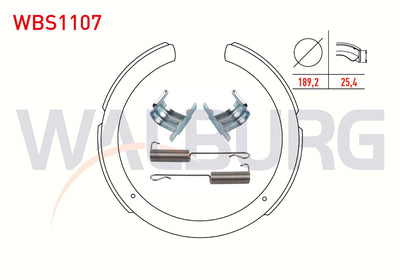 WALBURG WBS1107 Brake Shoe Rear with Accessories Ssangyong Actyon I 2.0 XDi 189,2X25 — Brake Cables & Hardware