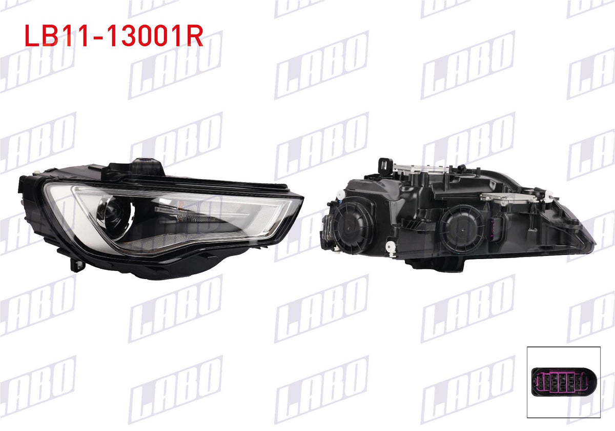 LABO LB11-13001R Headlight Right Xenon with Lens LED Audi A3 2013 — Headlights