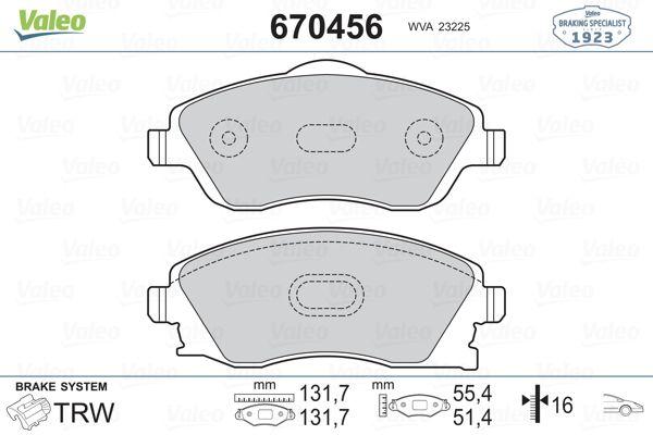 Valeo 670456 Brake Pad Front Corsa C Combo C — Brake Pads