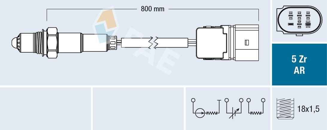 FAE 75357 Oxygen Sensor Golf V 1.6 FSI Automatic Bag K.and earlier Bag Blf Blp — Oxygen & Air-Fuel
