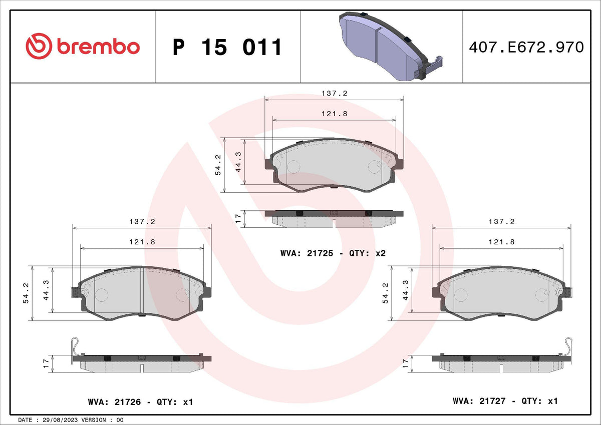 Brembo P15011 Brake Pad Front Low-Met Ssangyong — Brake Pads