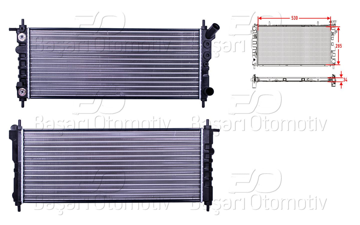 AUTOLUX 2113023-22 Water Radiator Mechanical At 530X285x34 Opel Corsa B 1.2 Automatic Zıncırlı Motor 97 >