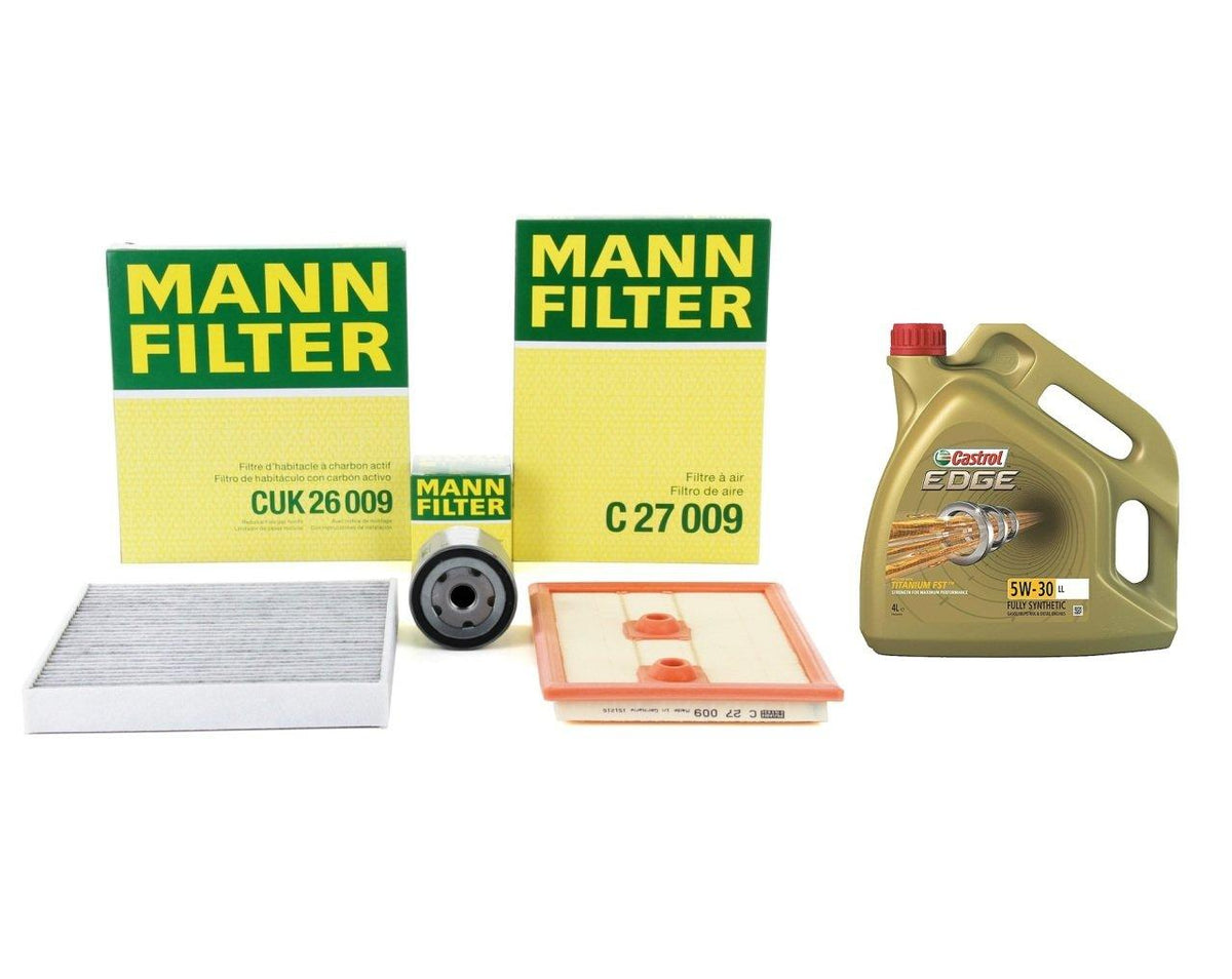 Mann Volkswagen Passat 1.4 TSI BlueMotion Scheduled Service Filter Set Castrol with Engine Oil — Maintenance & Service Kits