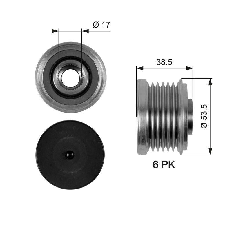 Gates OAP7055 Alternator Belt Pulley - For E46-E91 Models — Starting & Charging