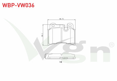 WGN WBP-VW036 Brake Pad Rear Volkswagen Touareg (7La,7L6,7L7) 3.0 V6 TDI 2002-2010 / Touareg 3.2i V6 2002-2010 / — Brake Pads
