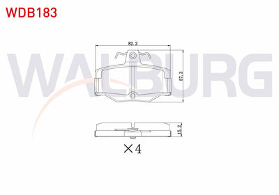 WALBURG WDB183 Brake Pad Rear Nissan Primera (P10) 2.0i 1990-1998 / Primera (P11) 1.8i 16V 1996-2001 / Primera ( — Brake Pads