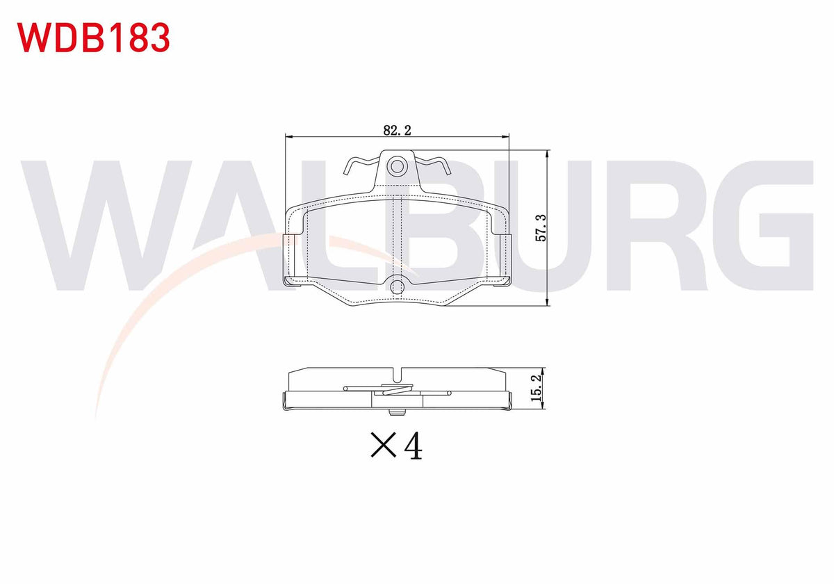 WALBURG WDB183 Brake Pad Rear Nissan Primera (P10) 2.0i 1990-1998 / Primera (P11) 1.8i 16V 1996-2001 / Primera (P11) 2.0 TD 1996-2001 / Primera (P12) 2.0i 16V 2002