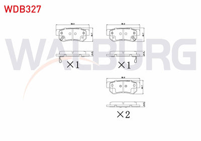 WALBURG WDB327 Brake Pad Rear with Wear Indicator Hyundai Getz 1.3i 2002-2008 / 1.4i 2002-2008 / 1.5 CRDi 2002-2 — Brake Pads