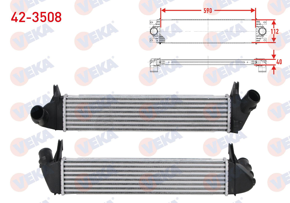 Veka 42-3508 Turbo Radiator (Intercooler) Dacia Logan (Ls) 1.5 dCi 2004-2012 — Radiators & Fans