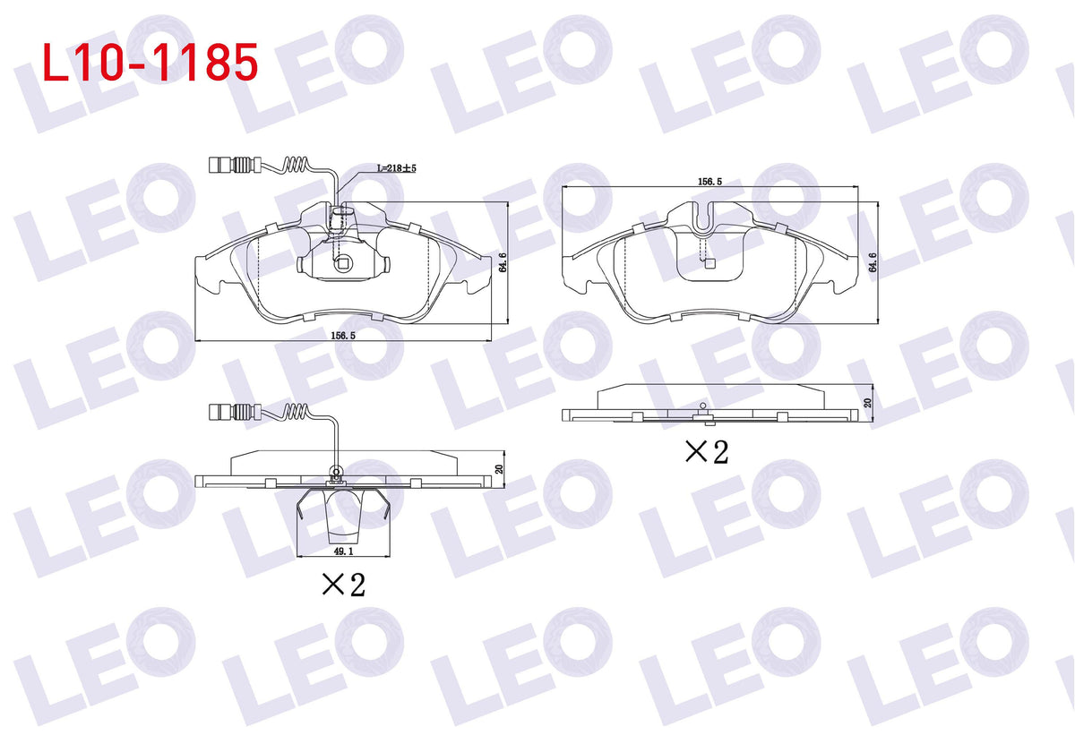 LEO L10-1185 Brake Pad Front Mercedes Sprinter 2T (901, 902) 208 D 1995-2006 / Sprinter 2T (901 and 3 more model — Brake Pads