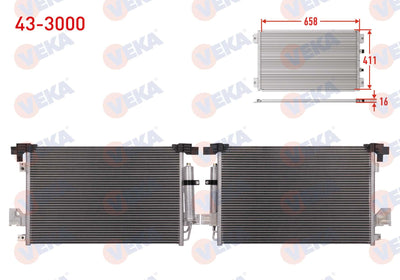 Veka 43-3000 A/C Condenser Mitsubishi Lancer VIII 1.5 2008 — Condensers & Evaporators