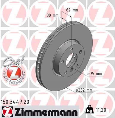 Zimmermann 150.3447.20 Brake Disc Front BMW E70 F15 E71 F16 — Brake Rotors & Drums
