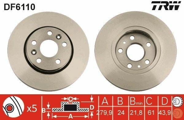 TRW DF6110 Disc Front 2008 Kangoo — Brake Rotors & Drums