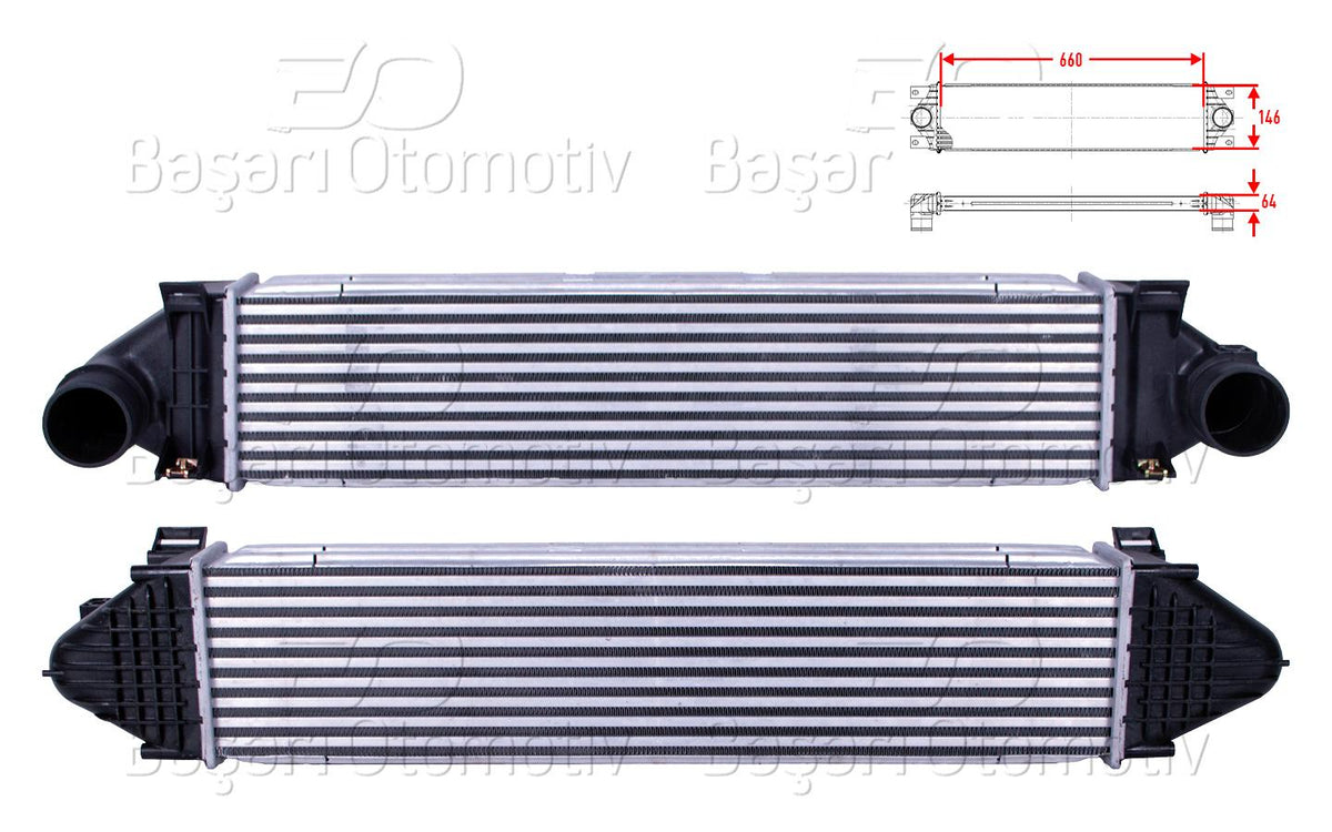 Wisco 3113963-00 Turbo Radiator (Intercooler) 660X146x64 Ford Focus 04-14 / C Max 07-19 / Kuga 08-19 / Mondeo 1.6-2.0 TDCi 07-15 / Land Rover Freelander 10-14 / Discovery Sport 14 > / Evoqo