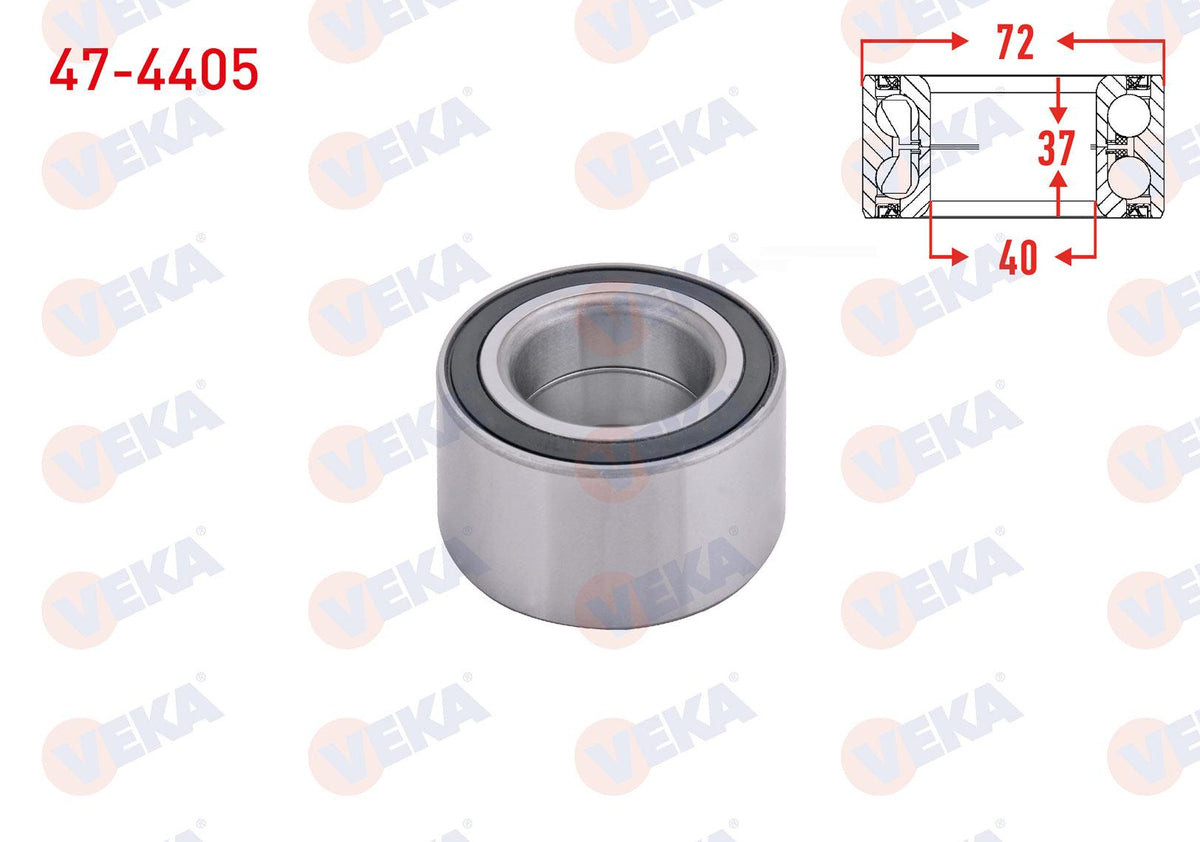 Veka 47-4405 Front Wheel Bearing Left-Right 40X72x37 Polo 1.4-1.6 16V 1999-2001 / Caddy II 1.6-1.9 TDI 1995 — Wheel Bearings