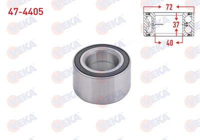 Veka 47-4405 Front Wheel Bearing Left-Right 40X72x37 Polo 1.4-1.6 16V 1999-2001 / Caddy II 1.6-1.9 TDI 1995 — Wheel Bearings