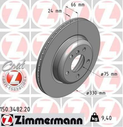 Zimmermann 150.3482.20 Front Brake Disc BMW F10/F11 330mm 2010>Set — Brake Rotors & Drums