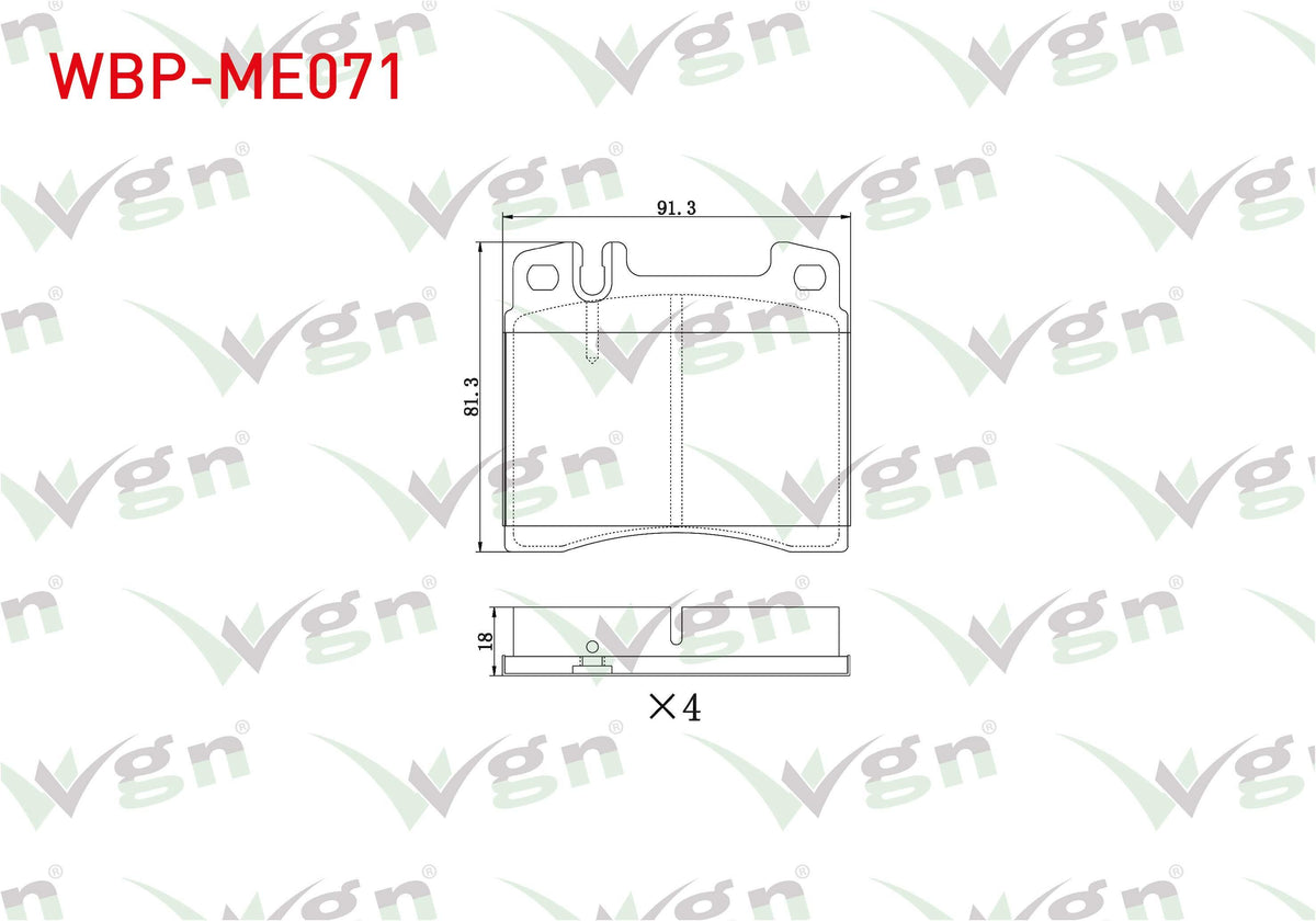 WGN WBP-ME071 Brake Pad Front Mercedes S Series (W140) S 320 1991-1998 / S Series (W140) S 300 1991-1998 — Brake Pads