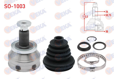 Veka SO-1003 CV Joint Left-Right Front Outer Length 113, 5mm 36X30x50 and 2 more models — Axles, CV Joints & Boots