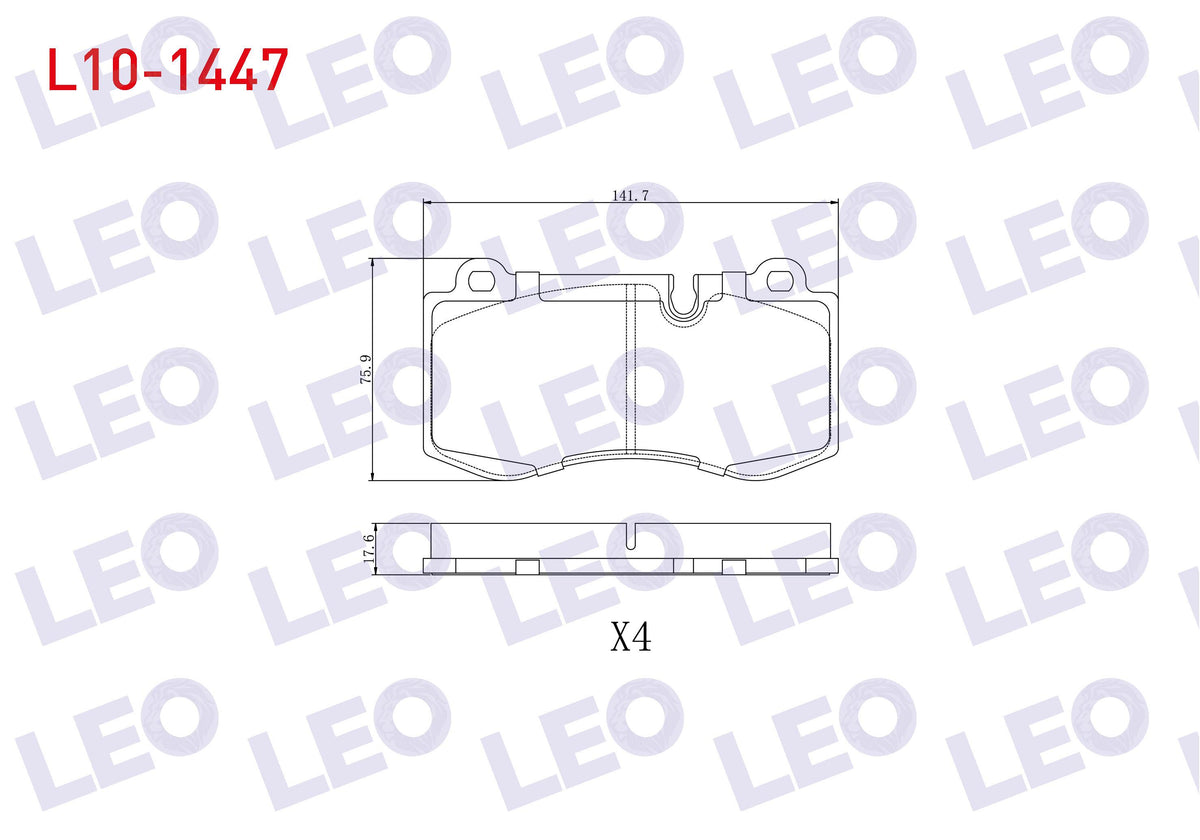 LEO L10-1447 Brake Pad Front Mercedes S Series (W221) S 320 CDI 2005-2013 / Mercedes S Series (W221) S 350 2005 — Brake Pads