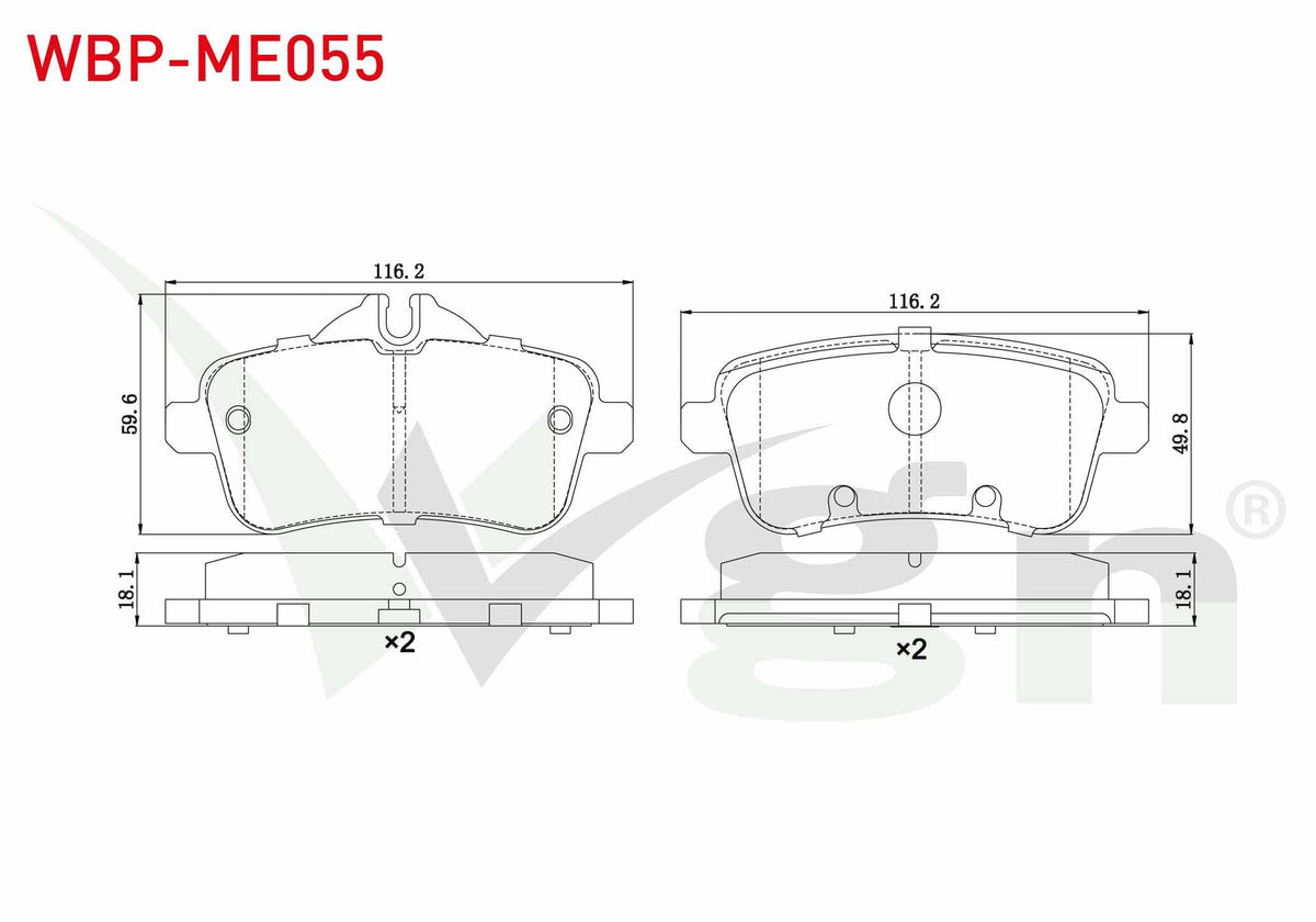 WGN WBP-ME055 Brake Pad Rear Mercedes M Series (W166) Ml 250 CDI 2011 — Brake Pads
