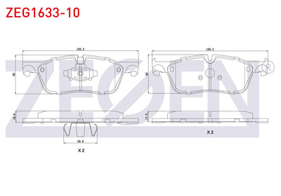 Zegen ZEG1633-10 Brake Pad Front Jaguar Xf (Jb), Xe (X760) 2.0 D 2015-/ F-Pace (Dc) 2.0 D 2015-/ Range Rover Vel — Brake Pads