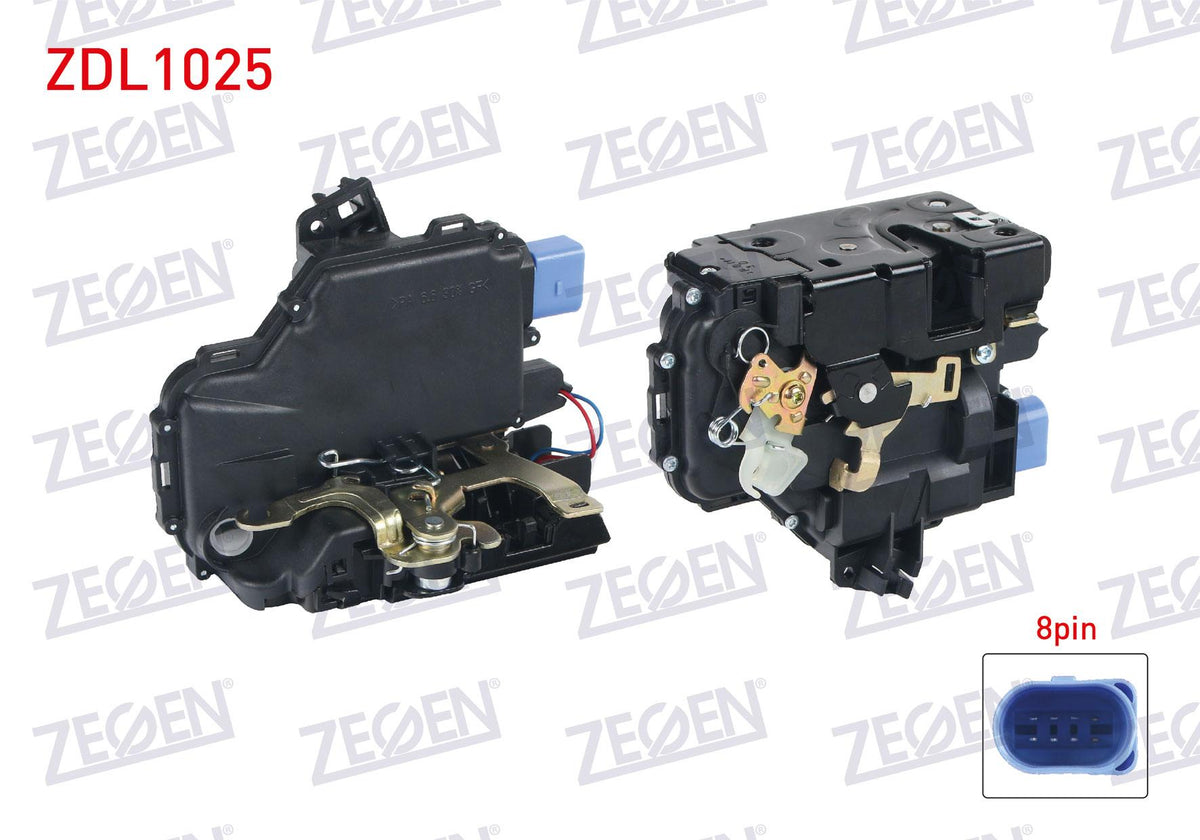Zegen ZDL1025 Door Lock Right Front 8 Pin Volkswagen Polo 2002-2009 / Transporter V 2003-2012 / Sk — Handles, Locks & Latches