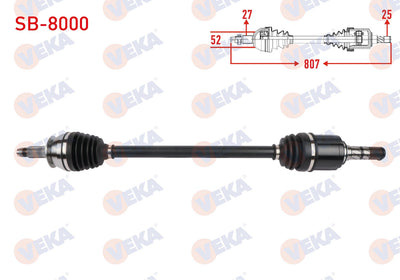 Veka SB-8000 Complete Axle Left-Right Front Length 807mm Subaru Forester 2.0 i Awd, 2.0 D Awd <2014
