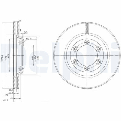 Delphi BG3523 Brake Disc Front Rexton 05-/ Korando 97-05 Musso 97-05 Air 278mm — Brake Rotors & Drums