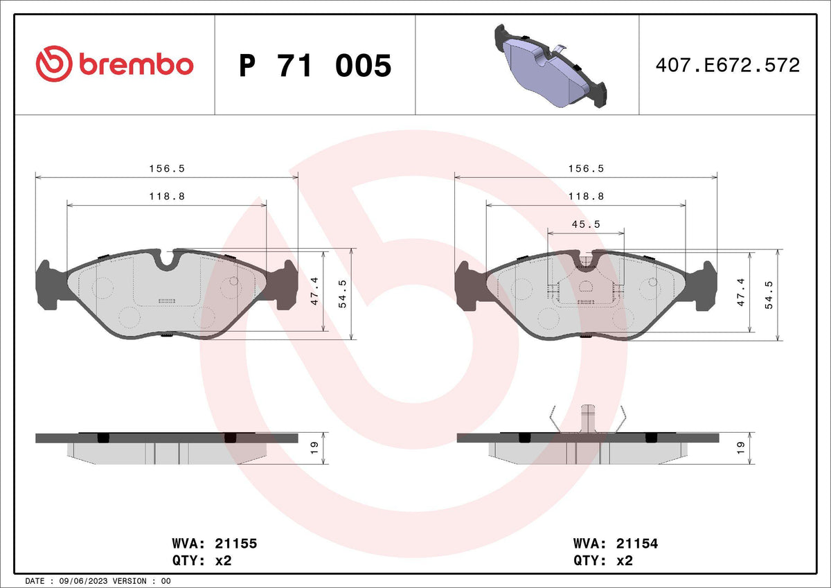 Brembo P71005 Brake Pad Front Low-Met Saab — Brake Pads