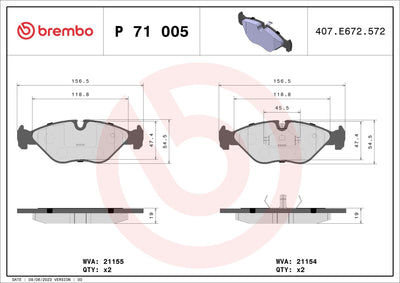 Brembo P71005 Brake Pad Front Low-Met Saab — Brake Pads