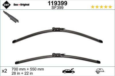 Valeo 119399 Wiper Set Visioflex Opel Zafira B Front 700+550 — Wipers