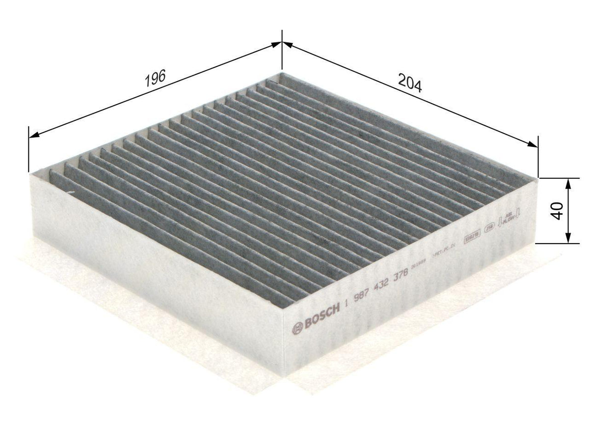Bosch 1 987 432 378 Cabin Air Filter with Carbon Smart Fortwo Coupe 0.7 04-07, 0.8 Cdi04-07 — Air & Cabin Filters