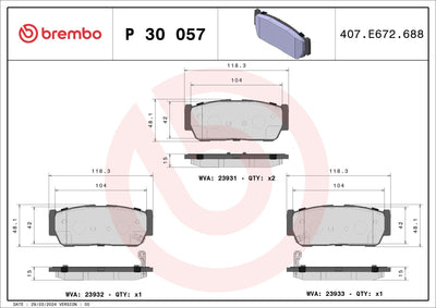 Brembo P30057 Brake Pad Rear Low-Met Kia — Brake Pads