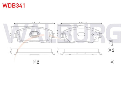 WALBURG WDB341 Brake Pad Front with Wear Indicator Opel Corsa C 1.2i 16V 2000-2006 / Corsa C 1.0 2000-2006 / Cor — Brake Pads